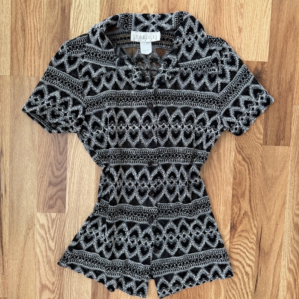 Vintage 90s Charlotte Russe Mesh Button-Down Top
